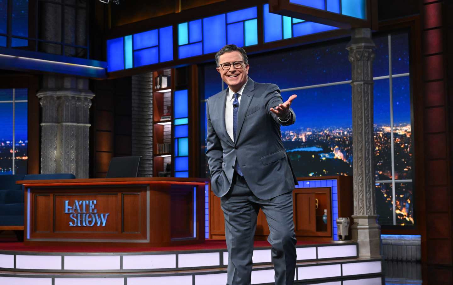 Stephen Colbert on the set of