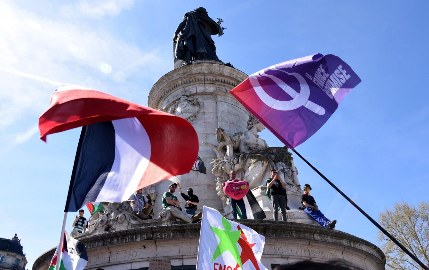 Demonstration against far right movements at the Place de la République in Paris, France on April 6, 2025.