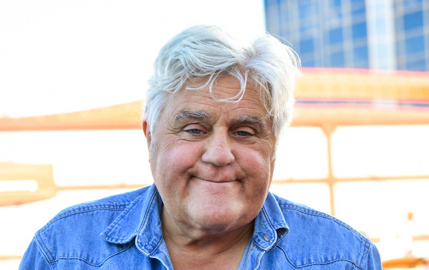 Jay Leno at the 2021 Britweek Luxury Car Rally in Los Angeles.
